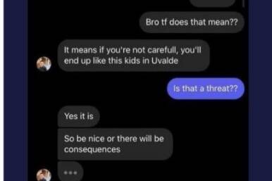 Threats allegedly made by a Juanita High School student (Screenshot from Tweet made by @garywalton73)