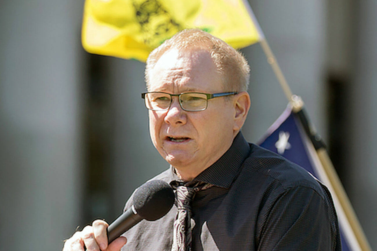 Rep. Robert Sutherland at a "March For Our Rights" rally in Olympia in 2019. (Washington State House Republicans)