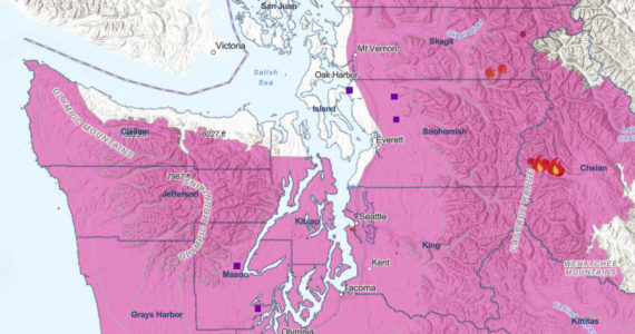 Areas colored pink are under a red flag warning for fire conditions over the Sept. 9-11 weekend. COURTESY GRAPHIC, State Department of Natural Resources