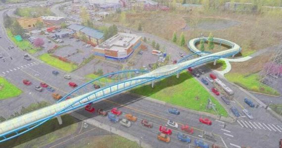 Design rendering of the Totem Lake Connector Bridge (Screenshot from City of Kirkland website)