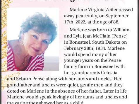 Marlene Virginia Zeiler | Obituary