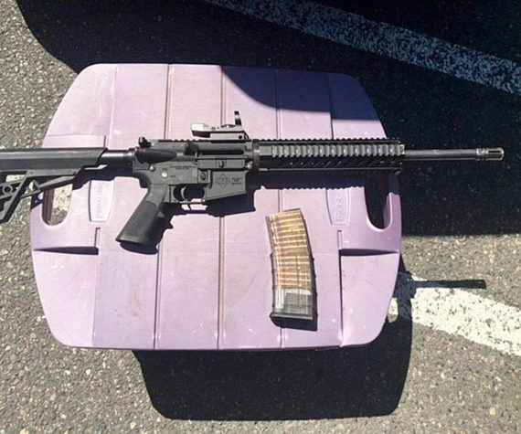 AR-15 rifle and a loaded magazine that were recovered from a suspect in a 2018 shooting incident at the Kent Station parking garage. File photo courtesy of King County Sheriff’s Office