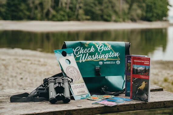 Check Out Washington’s Adventure packs come with a Discover Pass educational materials, pocket guides, and a pair of binoculars. Photo courtesy Washington State Parks
