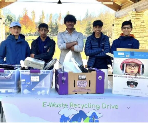 The executive board members at the e-waste drive. (Photo Courtesy of Redmond Coding Association)
