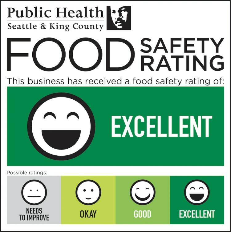 All permitted food businesses in King County, from restaurants to food trucks, should have a food safety rating sign from Public Health displayed for customers. Photo courtesy of Public Health - Seattle & King County