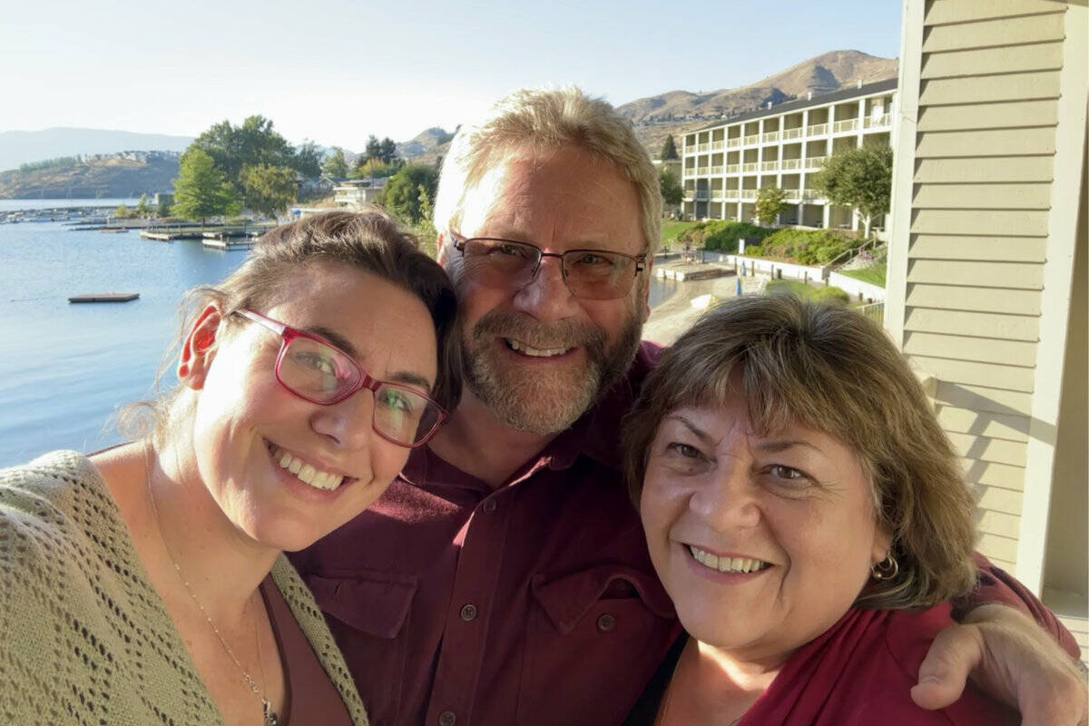 Angela Donaldson with her parents, Kevin and Laurie Hauglie.