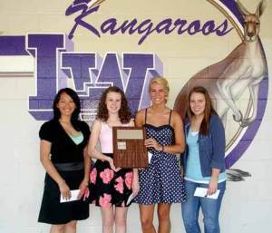 Four Lake Washington High School students were recently awarded Louise Sheeley Scholarships by the Lake Washington PTSA. From left: Vera Hoang