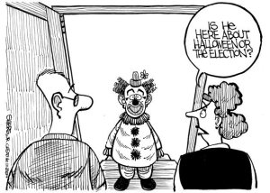 Is he here about Halloween or the election? | Cartoon for Oct. 30