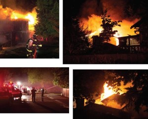 A fire on North Rose Hill destroyed one home and two vehicles late Monday evening.