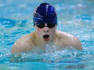 Jaunita swimmer Ryan Walter competes in the 200-yard individual medley event at Mary Wayte Pool on Mercer Island on Tuesday