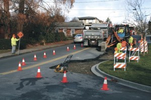 A water main broke Friday evening at the corner of Third Street and Fifth Avenue in Kirkland.