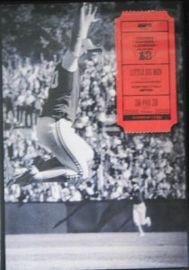 A player celebrates the 1982 Kirkland National Little League's World Series title on the cover of the promotional DVD for the 30 for 30 documentary 'Little Big Men.'