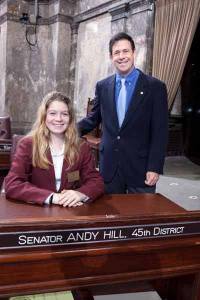 Kirkland resident Alexandra Wilder served as page for Sen. Andy Hill.