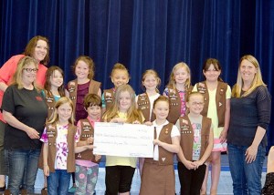 Kirkland Girl Scout Brownie Troop 44305 chose to donate $250 from cookie sales to Heartbeat for Wounded Warriors