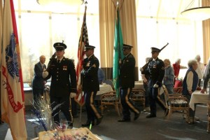 The Joint Base Lewis-McChord I Command Honor Guard presents during a Veterans Day celebration at Madison House Retirement & Assisted Living on Thursday.