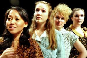 Juanita High School freshman Tatum Ludlam (second from left) stars as Anna in Balagan Theatre's Spring Awakening.