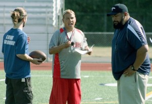 Juanita High School varsity football head coach Shaun Tarentola
