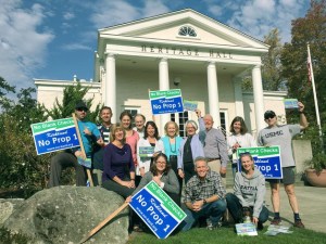 Supporters of the No on Prop. 1. Back row