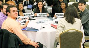 Members of the Juanita HIgh School Model United Nations club are photographed at the Pacific Model United Nations Conference.