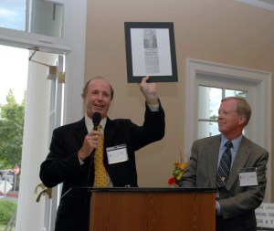 David Alskog and Jim Fitzgerald address the crowd during Livengood