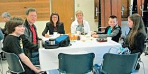 KaMS sixth grader Joseph Lafornara and his grandparents with sixth graders Riley and Lexi Durbin and their grandmother.