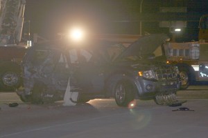 This SUV was hit by a Sound Transit bus in May of 2013 on the I-405 carpool overpass in the Totem Lake neighborhood of Kirkland. The accident took the lives of Robert and Elizabeth Rotta of Bellevue. A recent Washington State Patrol report recommends charges against the bus driver.