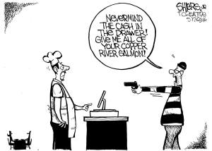 Never mind the cash in the the drawer! | Cartoon for May 20 - Frank Shiers