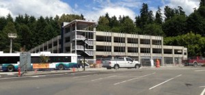 The parking garage mid-construction as part of the South Kirkland Park & Ride redevelopment. The garage is now complete and opened on Sept. 5.