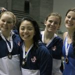 The Juanita High 400 freestyle relay team finished eighth overall at the state championships on Nov. 12. JOE LIVARCHIK/Mercer Island Reporter