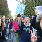 Juanita High School students walk down 132nd Street as part of a protest on Nov. 14. JOHN WILLIAM HOWARD/Kirkland Reporter