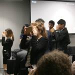 Area high school students try out Google Cardboard devices during a tour of the Google Kirkland campus. CATHERINE KRUMMEY / Kirkland Reporter