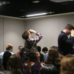 Area high school students try out Google Cardboard devices during a tour of the Google Kirkland campus. CATHERINE KRUMMEY / Kirkland Reporter