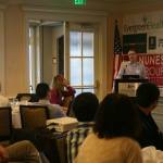 Eric Young, Google vice president of engineering and Washington site lead, gives a presentation to Kirkland high school students and Kirkland Chamber of Commerce members at a luncheon. CATHERINE KRUMMEY / Kirkland Reporter