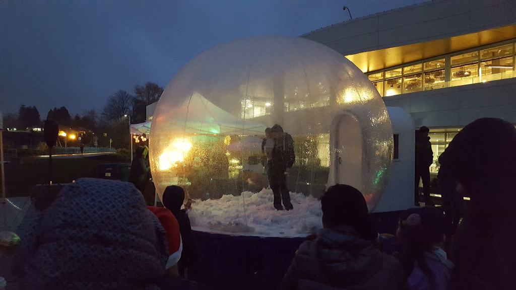 The Google Lights event also gave attendees the opportunity to step inside a human-size snowglobe. Contributed photo