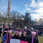 Jan Young (left), Zoe Young, Olivia Nicolas and Alexa Luna participate in the Women&rsquo;s March on Seattle on Jan. 21. Contributed photo