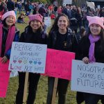 Jan Young (left), Zoe Young, Olivia Nicolas and Alexa Luna participate in the Women&rsquo;s March on Seattle on Jan. 21. Contributed photo