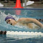 Lake Washington&rsquo;s Hayes Raubacher competes in the 500 free at the KingCo championships. Raubacher placed ninth overall with a state-qualifying time of 4:57.63. JOE LIVARCHIK/Mercer Island Reporter