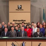Members of the Japanese-American community join the Metropolitan King County Council after Councilmembers recognized the 75th Anniversary of the signing of Executive Order 9066. The Executive Order was responsible for the incarceration of more than 120,000 people of Japanese ancestry during World War II. Contributed photo/King County