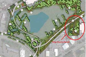 A rendering shows the City of Kirkland&rsquo;s Totem Lake Park Master Plan, including the parcel recently acquired from King County. City of Kirkland/Submitted art
