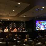 Emily Figenschuch (left), Chris Sheridan, Brett Bean, Ethan Nicolle, Noah Ingram and Michael Jones participate in a &ldquo;Time Wreckers&rdquo; panel on March 4 at Emerald City Comicon in Seattle. Contributed photo
