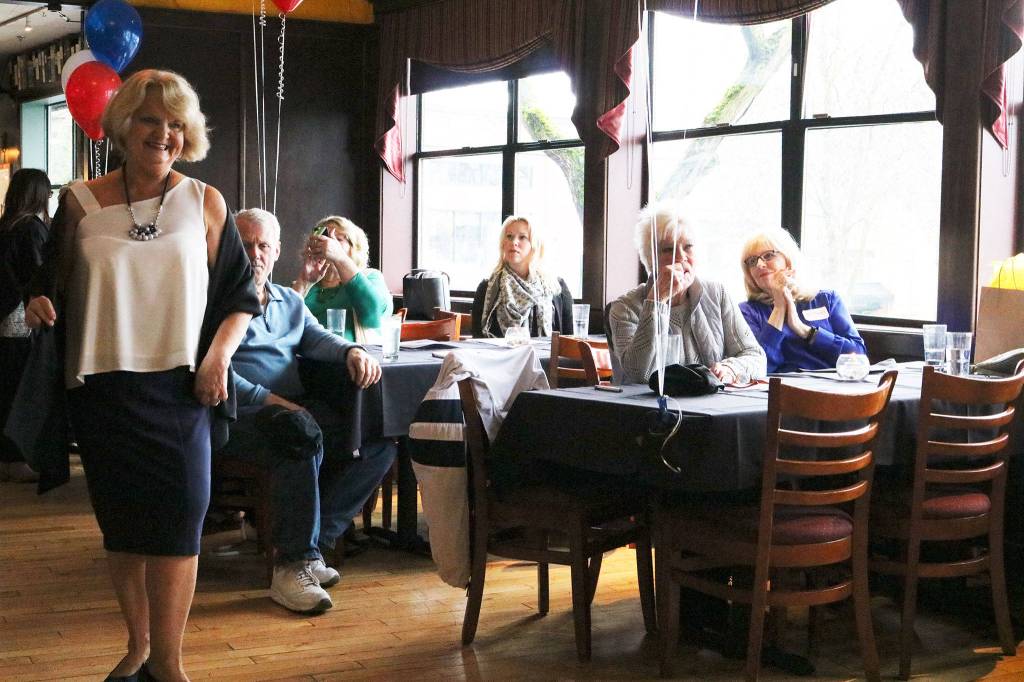 Eunice Hostetter models fashions from Essentials on Park Lane during an American Cancer Society event at Wilde Rover. CATHERINE KRUMMEY / Kirkland Reporter