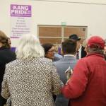 Congresswoman Suzan DelBene (center) speaks with constituents following a town hall event at Lake Washington High School in Kirkland. CATHERINE KRUMMEY / Kirkland Reporter