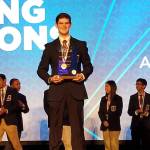 Lake Washington High School&rsquo;s Samuel Dorsey with his first-place plaque at the DECA National ICDC Conference. Courtesy photo