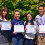 Lake Washington High School Sheeley Scholarship winners, from left Madison Miller, Clara Andrews, Alina Nguyen and Jonathon Chau. Courtesy Photo