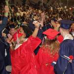Students from Juanita High School celebrate their graduation with Silly String. Courtesy photo