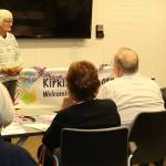 Holy Spirit Lutheran Church associate pastor Mary-Alyce Burleigh discusses how her church has been helping refugee families from Iraq and Uganda get settled in Kirkland at the first KirklandSafe meeting. CATHERINE KRUMMEY / Kirkland Reporter