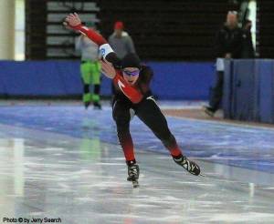 Cooper McLeod speedskates his way around the track. Courtesy of Jerry Search