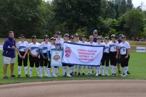 The Kirkland American/Kirkland National softball squad at Sunday&rsquo;s opening ceremony. Andy Nystrom/Kirkland Reporter
