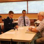 Members of the Civil Air Patrol interview a veteran from Seattle about his experiences serving. Samantha Pak, Kirkland Reporter