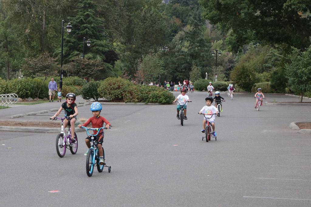 Children, ages 3-12, participated in the Kirkland Kids Triathlon Saturday. Megan Campbell/Kirkland Reporter